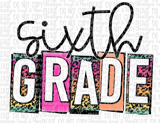 Leopard Rainbow School Grades Sublimation Transfers