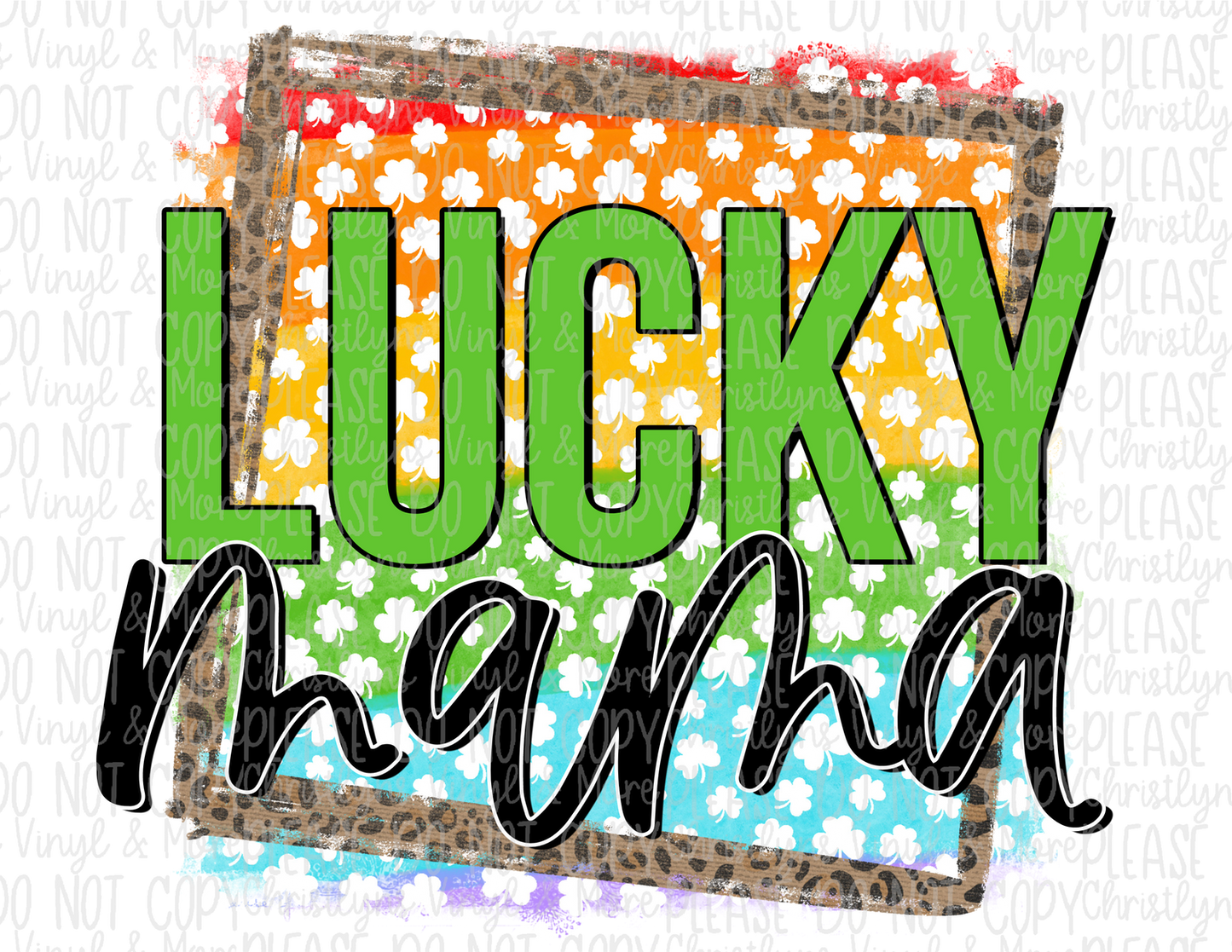 Lucky Mama Tie Dye Cheetah Name St Patrick’s Day Bleached Tee or Sublimation Transfer