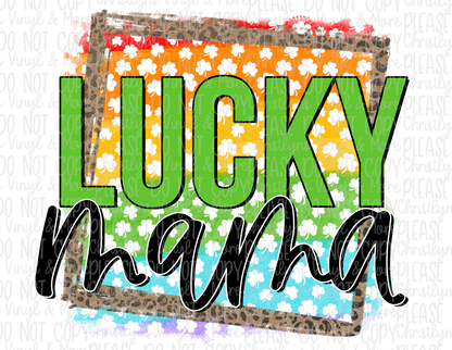 Lucky Mama Tie Dye Cheetah Name St Patrick’s Day Bleached Tee or Sublimation Transfer