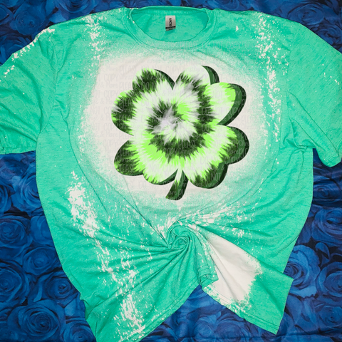 Lucky Shamrock Tie Dye Bleached Tee or Sublimation Transfer