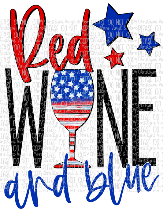 Red Wine Blue USA July 4th Sublimation Transfers