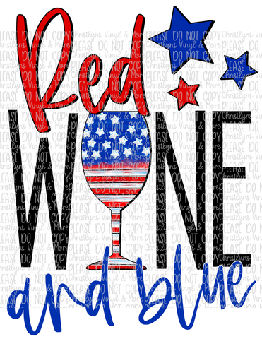 Red Wine Blue USA July 4th Sublimation Transfers