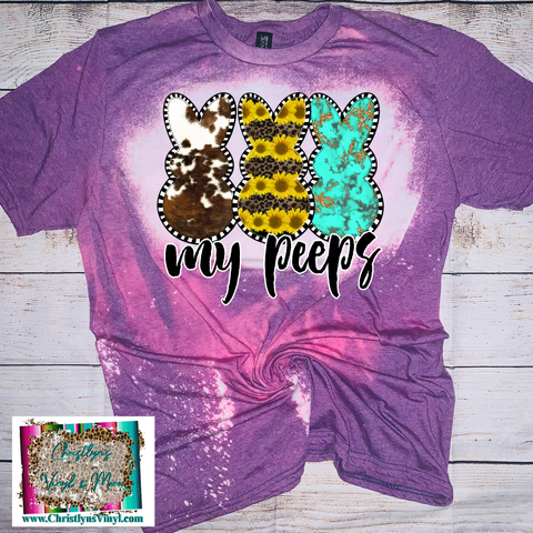 My Peeps Easter Bunny Sunflower Cow Teal Sublimation Transfer or Shirt