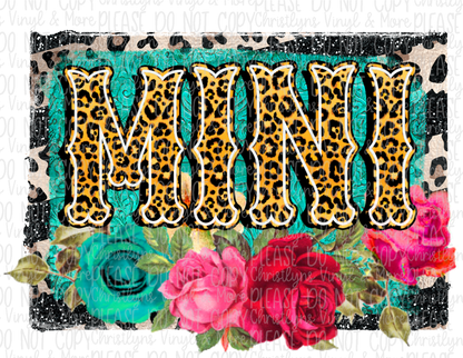 Mama Mini Floral Leopard Matching Tees or Sublimation Transfer