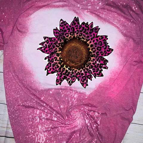 Leopard Pink Purple Tie Dye Sunflower Bleached Tee or Sublimation Transfer