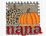Mama Aunt Nana Grammy GiGi Burlap Pumpkin Fall Call Me Sublimation Transfer