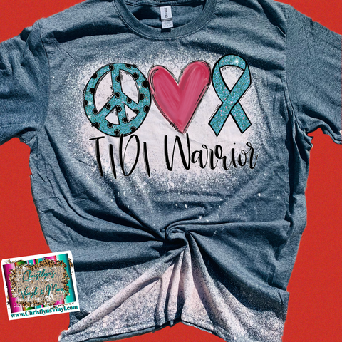 T1D1 Cancer Peace Love Cure Sublimation Transfer or Bleached Grey Tee