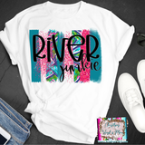 River Coral Blue Brushstrokes Summer Sublimation Transfers