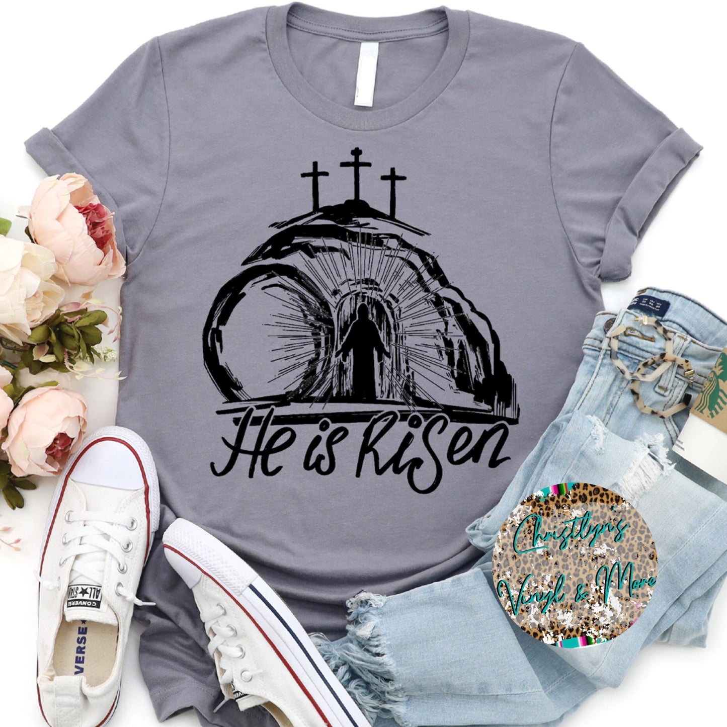 He Is Risen Easter Screen Print Tee or Transfer