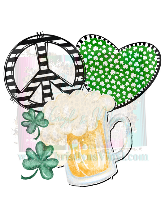 Peace Love Beer St Patrick’s Day Sublimation Transfer