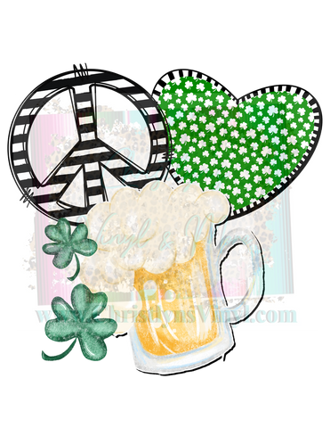 Peace Love Beer St Patrick’s Day Sublimation Transfer