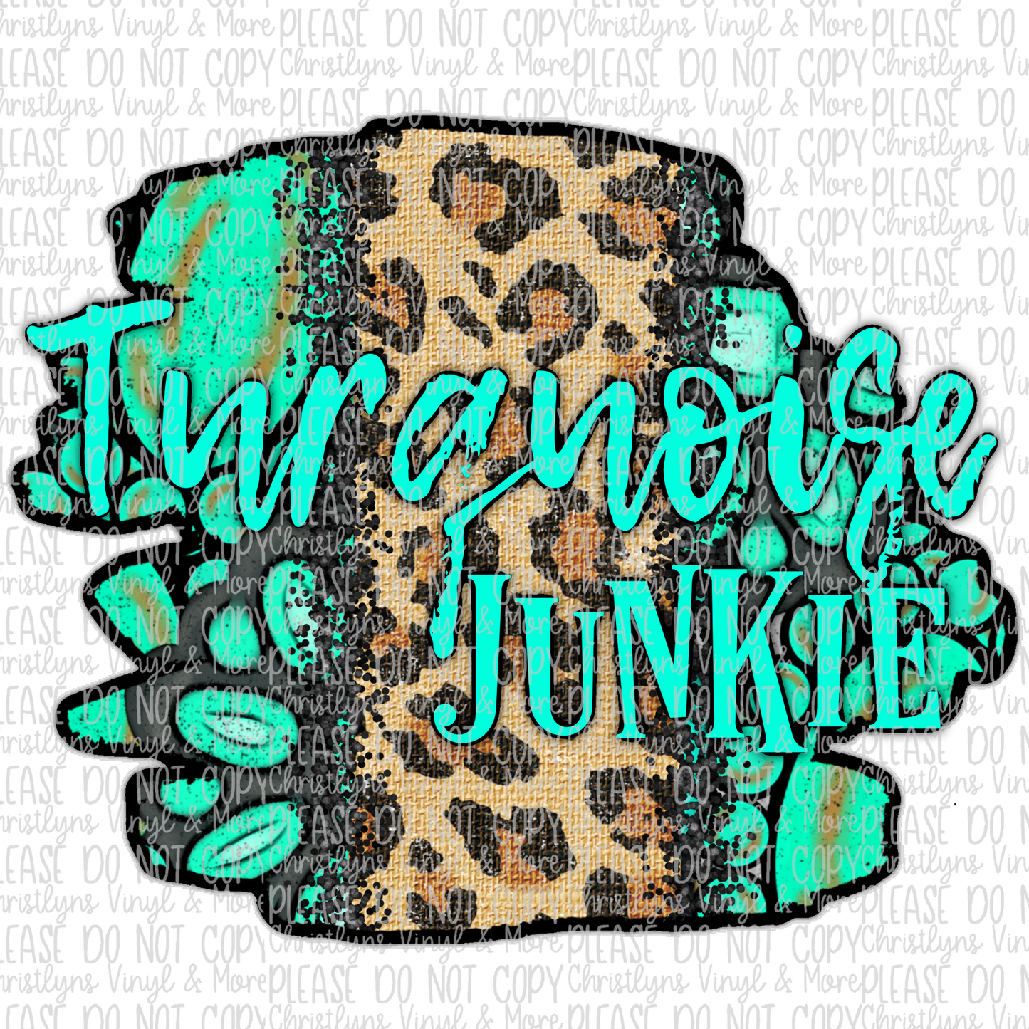 Turquoise Junkie Leopard Watercolor Sublimation Transfers