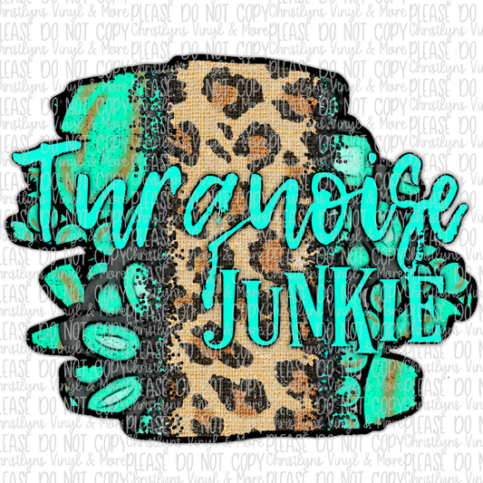 Turquoise Junkie Leopard Watercolor Sublimation Transfers