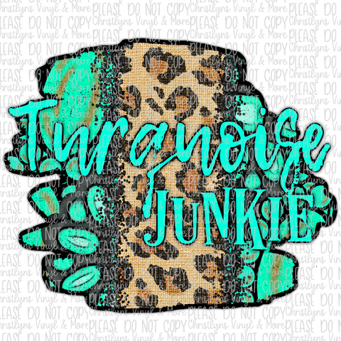 Turquoise Junkie Leopard Watercolor Sublimation Transfers