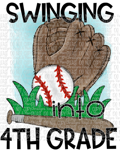 Swinging Into School Grades Baseball Sublimation Transfers