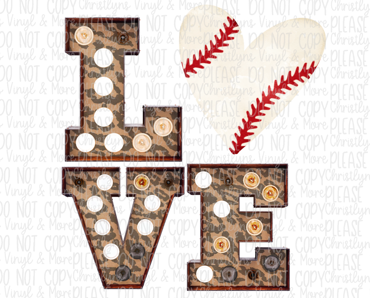 L͏o͏v͏e Baseball Softball Bulbs Sublimation Transfer