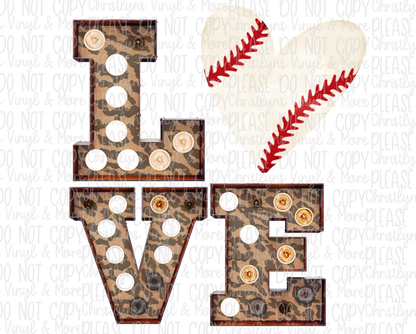 L͏o͏v͏e Baseball Softball Bulbs Sublimation Transfer