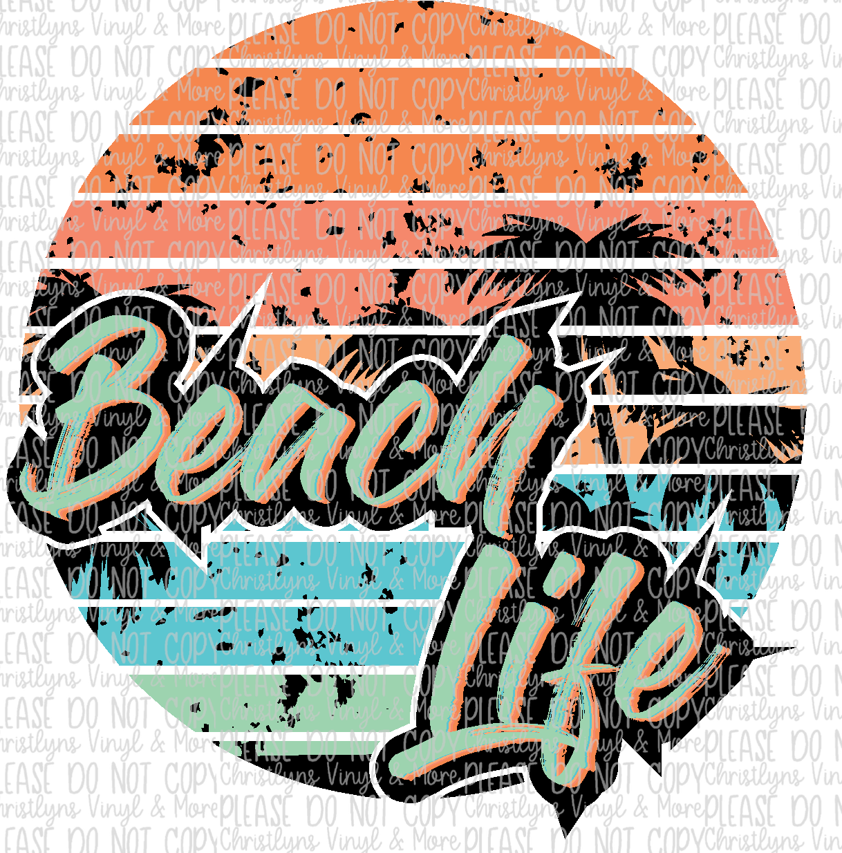 Beach Life Circle Palm Trees Sublimation Transfer