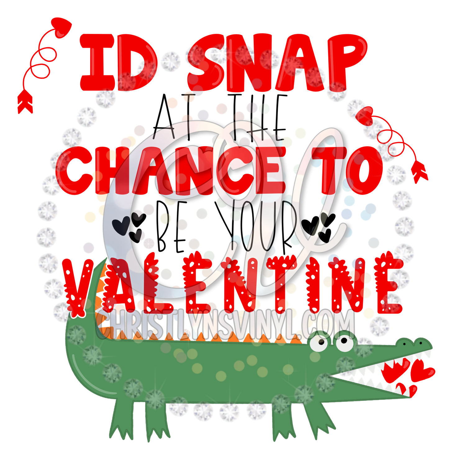 Childrens Valentine Crocodile Dino Sublimation Transfer