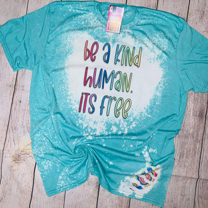 Be a Kind Human Bleached Tie Dye Tee