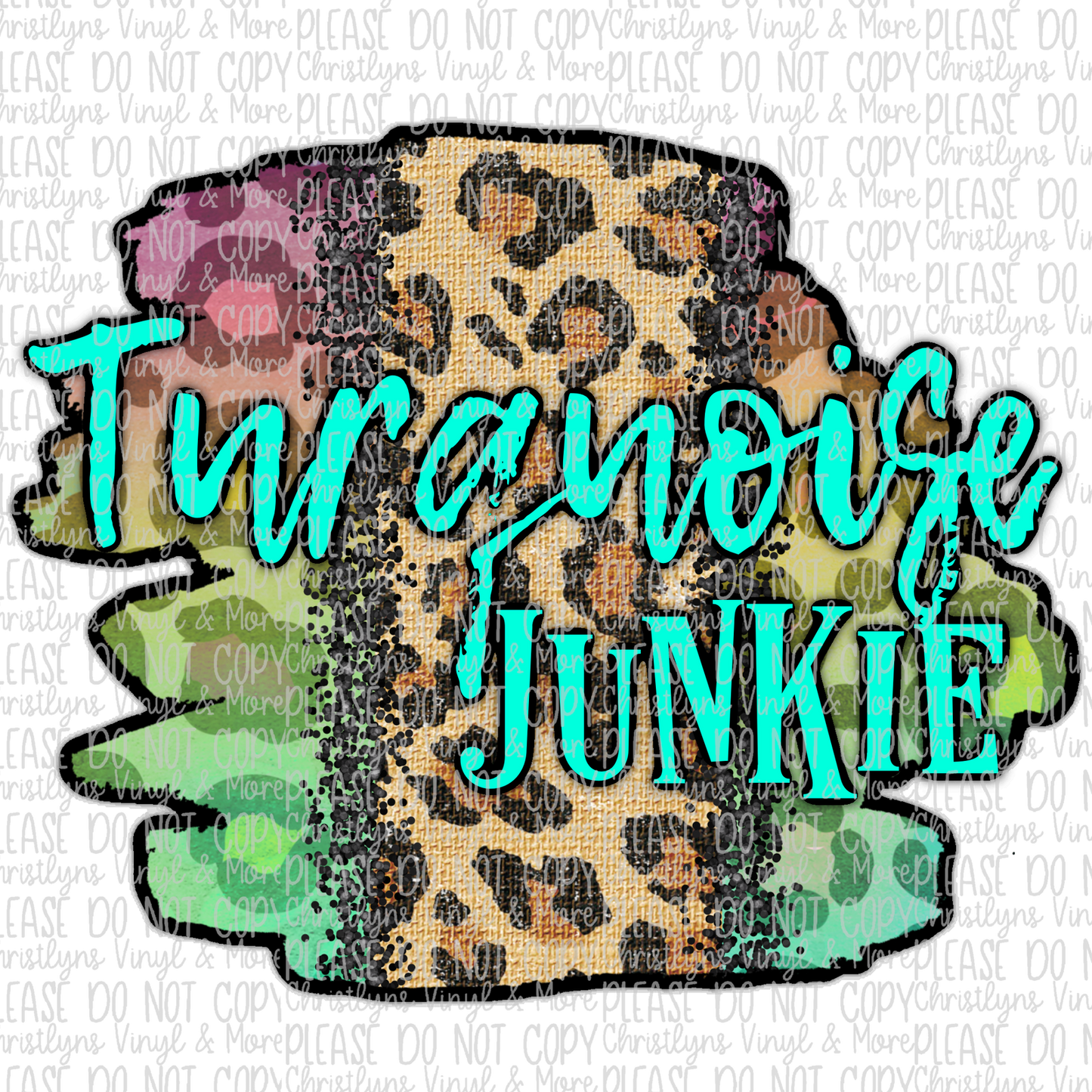 Turquoise Junkie Leopard Watercolor Sublimation Transfers