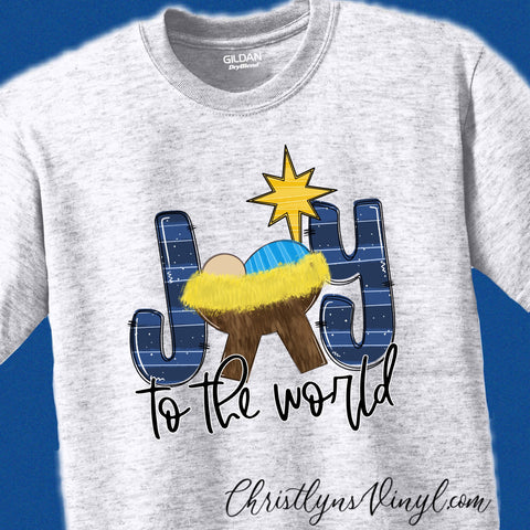 Joy to the World Star Christmas Sublimation Transfer or White Tee