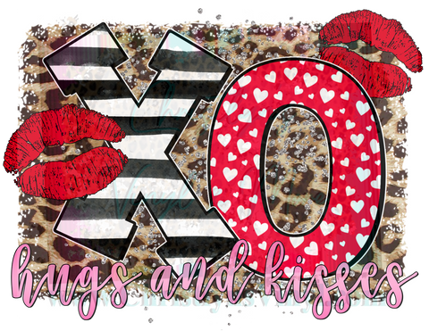 XO Cheetah Hugs & KissesHeart Valentine Sublimation Transfer