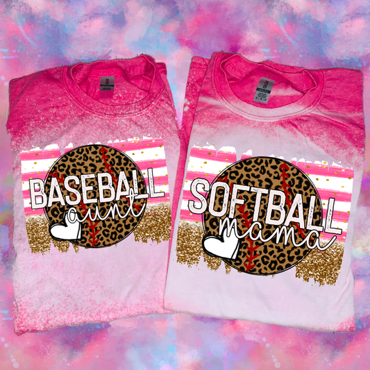 softball baseball mama aunt cheetah pink sublimation transfer or shirt