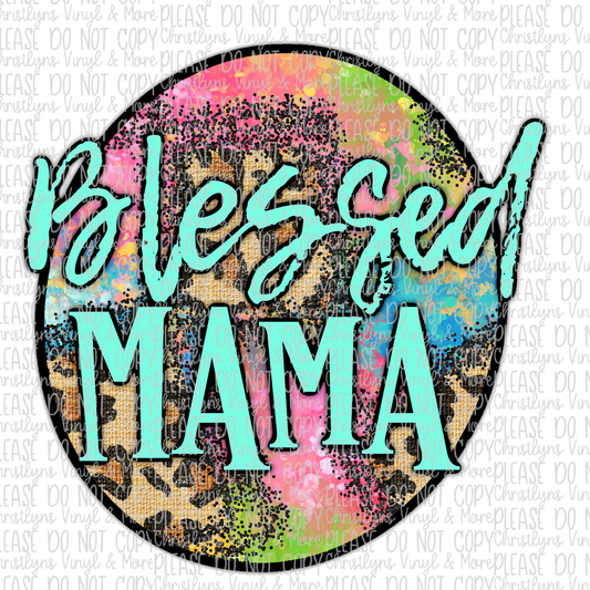 Blessed Mama Skull Mama Leopard Watercolor Sublimation Transfers