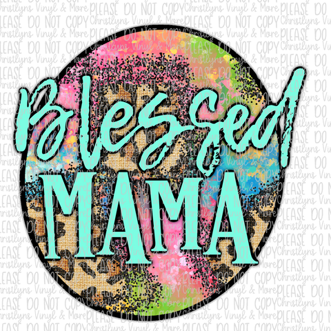 Blessed Mama Skull Mama Leopard Watercolor Sublimation Transfers
