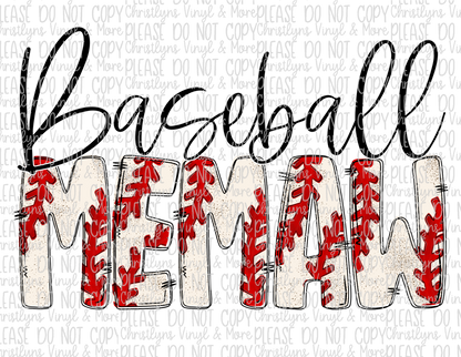 Baseball Custom Name Sublimation Transfers