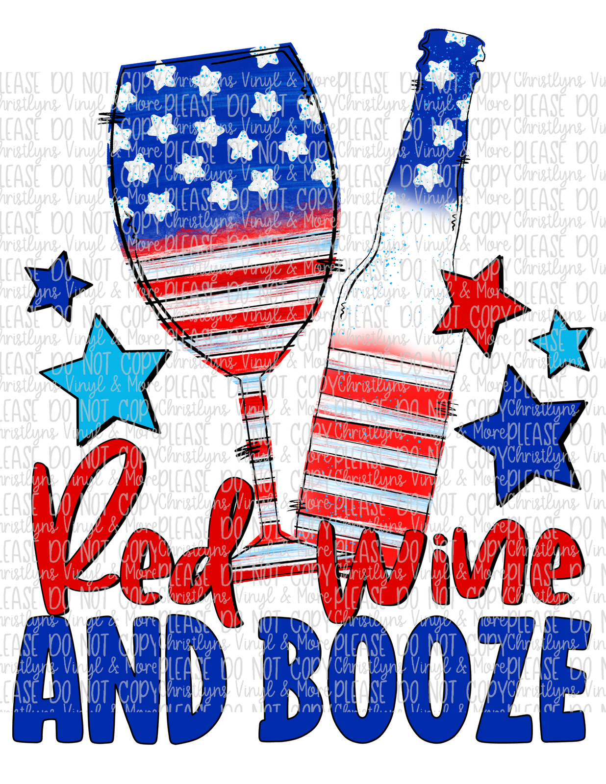 Red Wine Blue Independence Day Sublimation Transfer