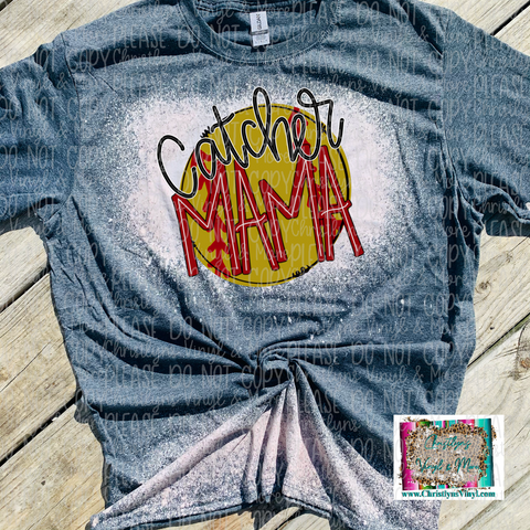 Catcher Mama Softball Sublimation Transfer or Bleached Tee