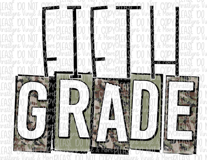 Camo School Grades Sublimation Transfers