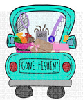 Gone Fishing Truck Sublimation Transfer or Ash Grey Tee
