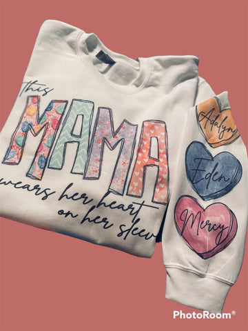 Mama Valentine Candy Hearts Sweatshirt or Long Sleeve Tee