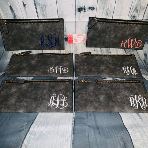 Charcoal Grey Wallets with white monogram