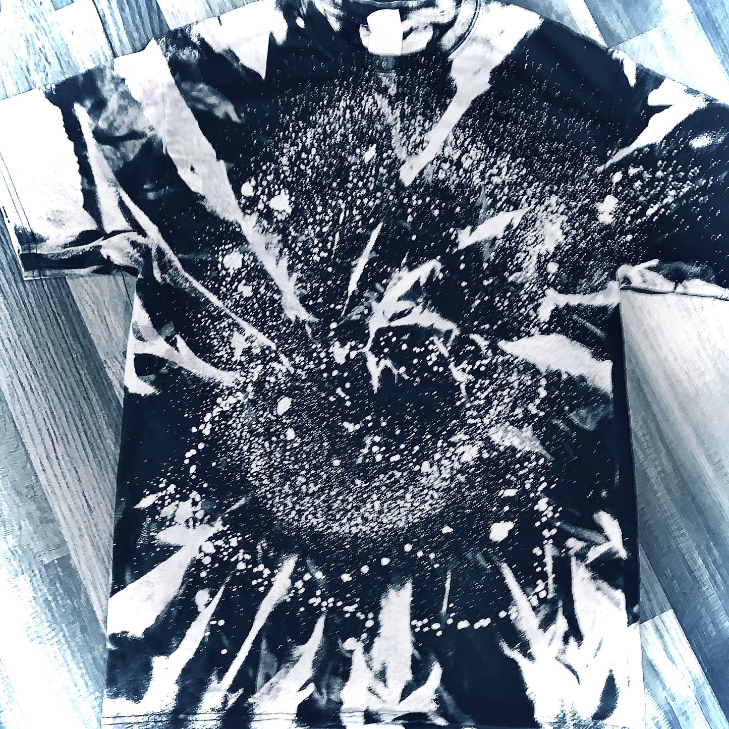 Black Spiral Swirl Wholesale Bleached Tee