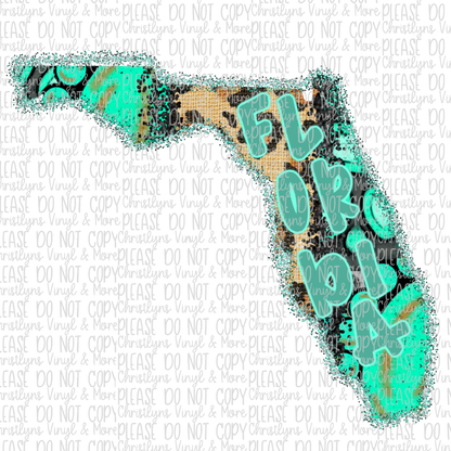 Turquoise Leopard States Sublimation Transfer