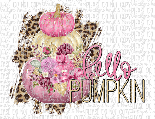 Hello Pumpkin Cheetah Fall Sublimation Transfer