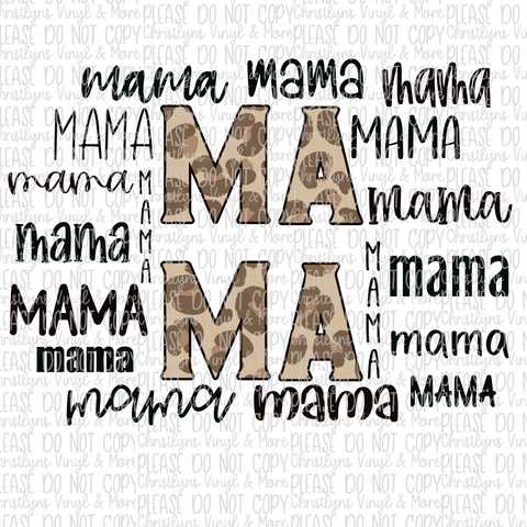 Mama Mama Mama Words Leopard Cute Sublimation Transfer