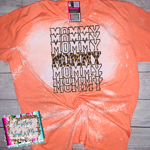 Mommy Stacked Cheetah Bleached Orange Tee or Sublimation Transfer