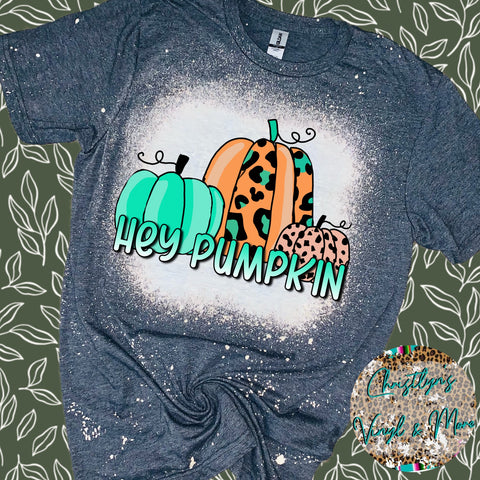 Hey Pumpkin Teal Mint Fall Sublimation Transfer or Completed Tee