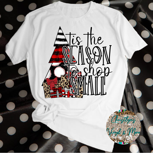 Tis The Season To Shop Small Christmas Tree Sublimation Transfer or White Tee