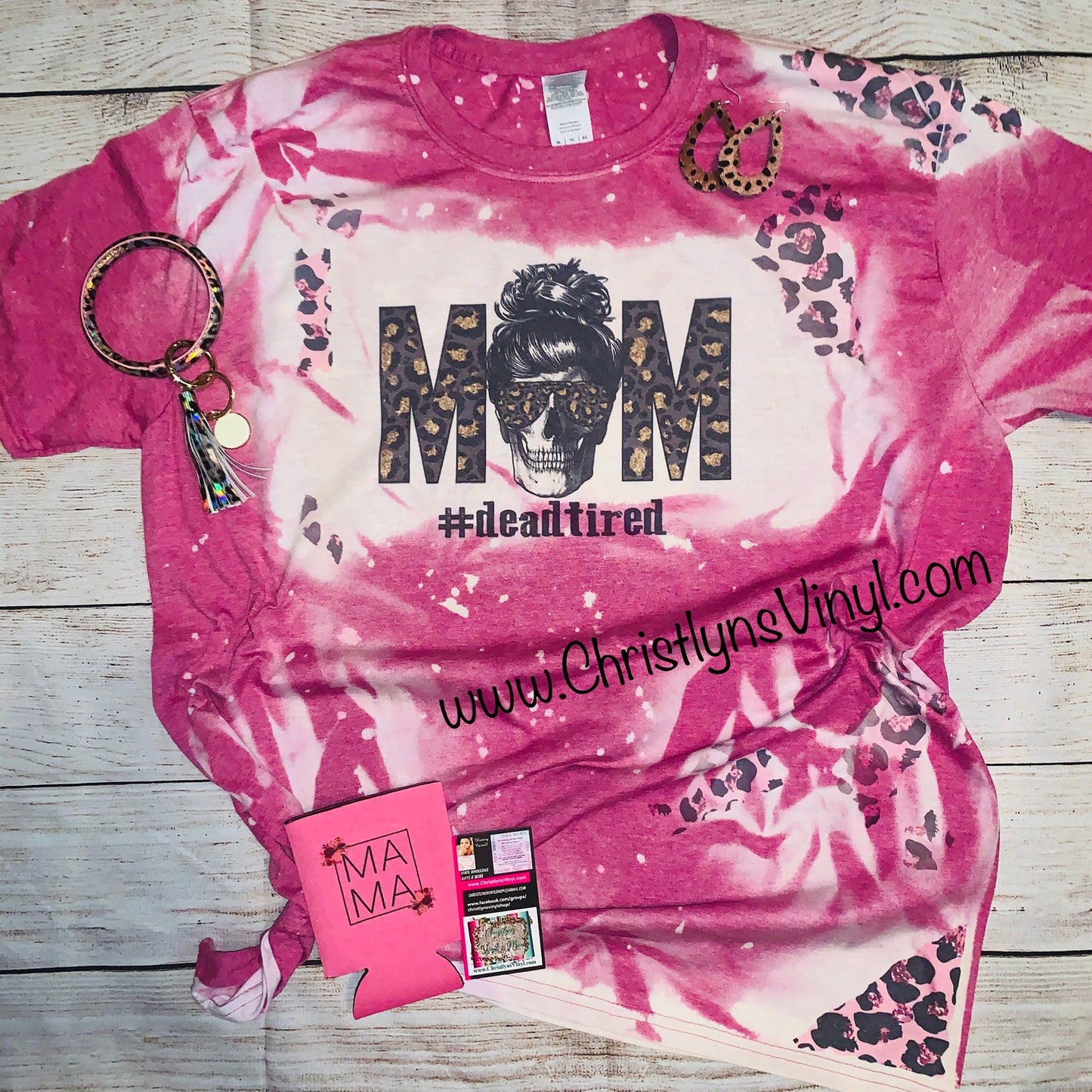 Mom Cheetah Bleached Pink Tee