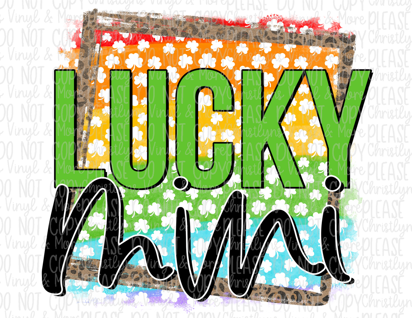 Lucky Mama Tie Dye Cheetah Name St Patrick’s Day Bleached Tee or Sublimation Transfer