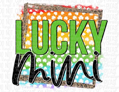 Lucky Mama Tie Dye Cheetah Name St Patrick’s Day Bleached Tee or Sublimation Transfer