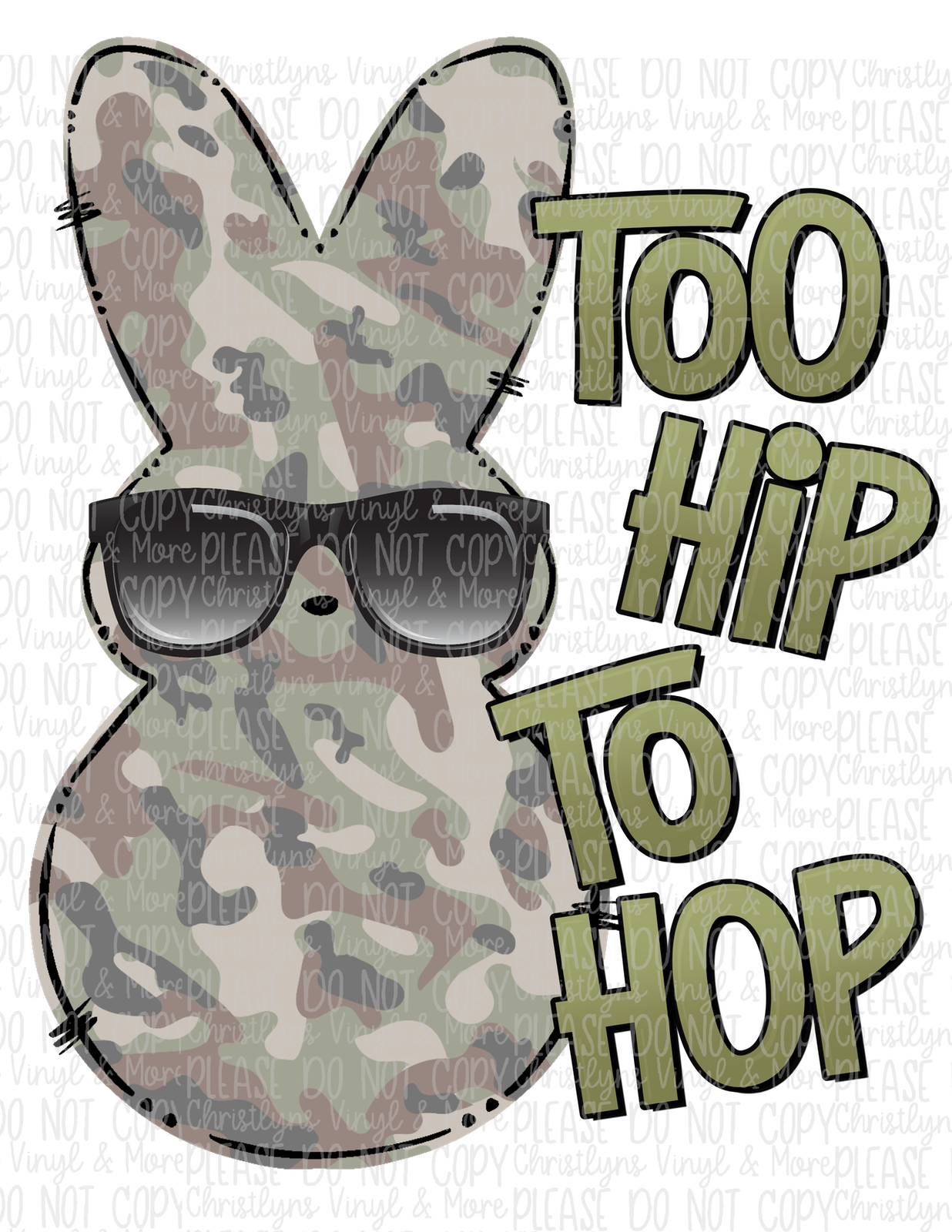 Hip To The Hop Camo Bunny Easter Sublimation Transfer