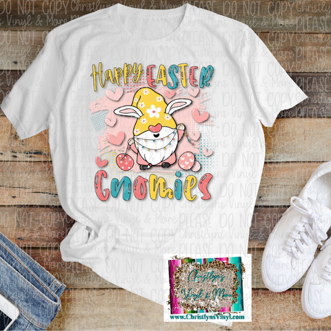 Happy Easter Gnomies Sublimation Transfer or White Tee