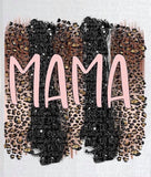 Mama Brushstrokes Glitter Leopard Sublimation Transfer or White Tee